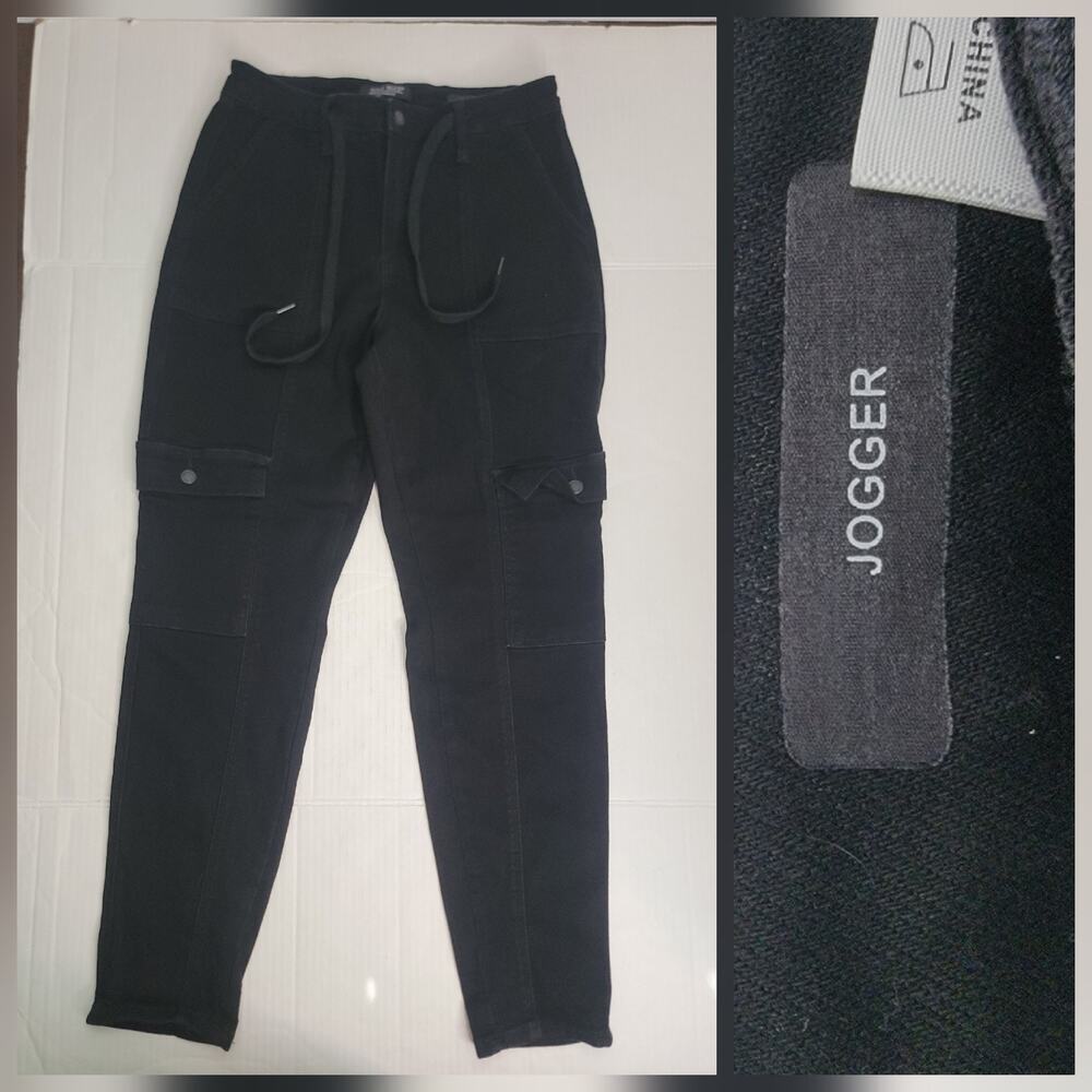 Judy Blue Cargo Jogger Pants Womens Sz 30 Black High Rise Utility Streetwear